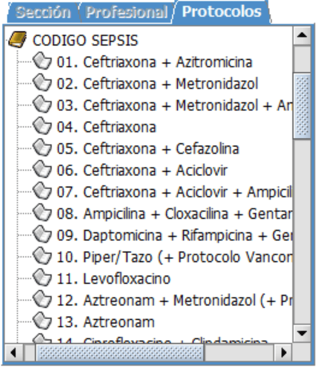 Ubicación de los esquemas terapéuticos del Código Sepsis en Orion Clínic